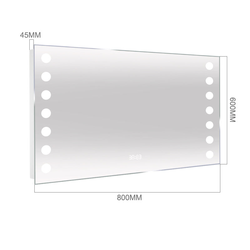 Modern Fog-Free LED Horizontal Bathroom Mirror, Surface Mount