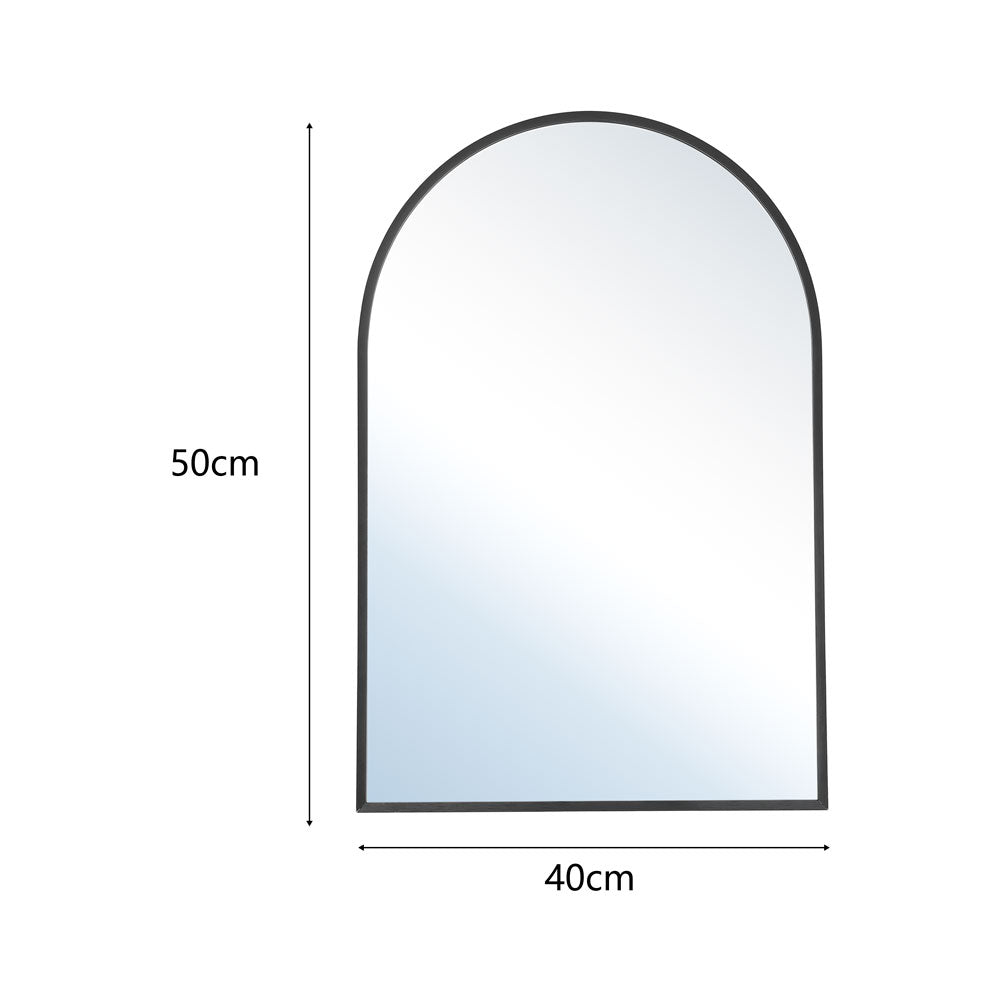 Arched Wall Mirror in Black Aluminum Alloy Frame
