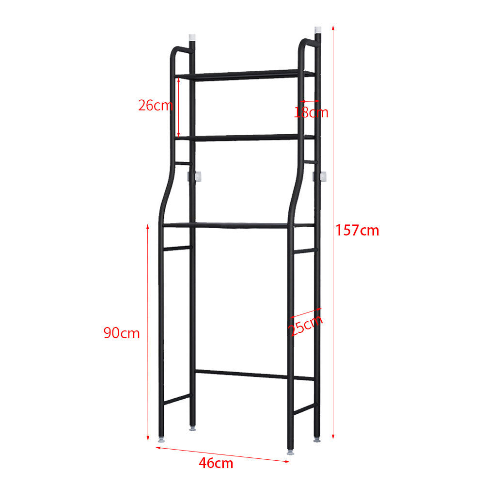 3 Tiers Metal Bathroom Organizer Over Toilet Rack Storage Shelves Black