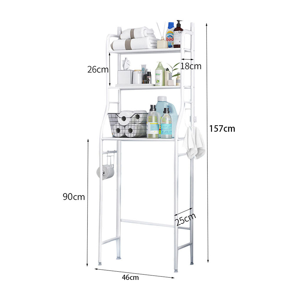 3 Tiers Metal Bathroom Organizer Over Toilet Rack Storage Shelves White