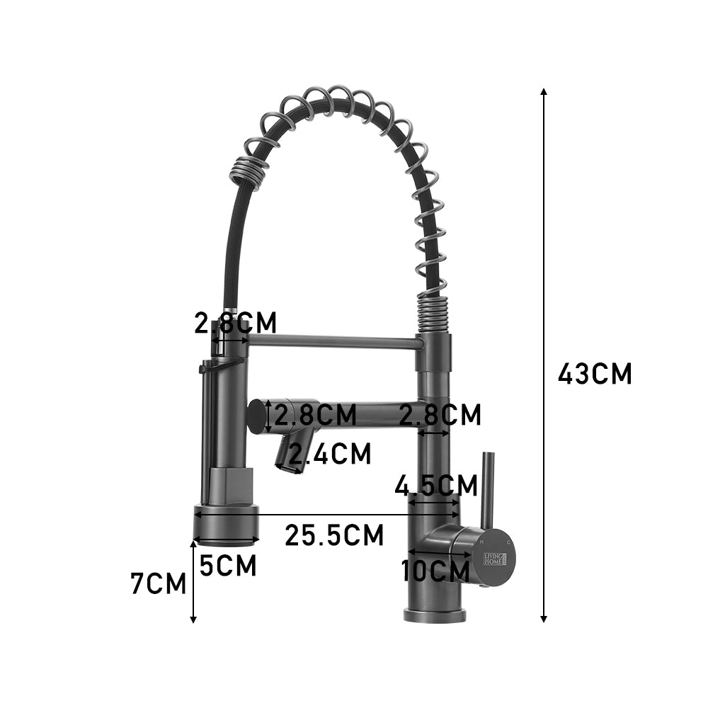 Stainless Steel Kitchen Faucet with Pull Down Spring Spout and Pot Filler