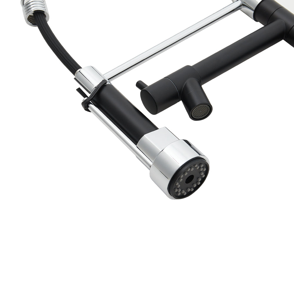 Stainless Steel Kitchen Faucet with Pull Down Spring Spout and Pot Filler