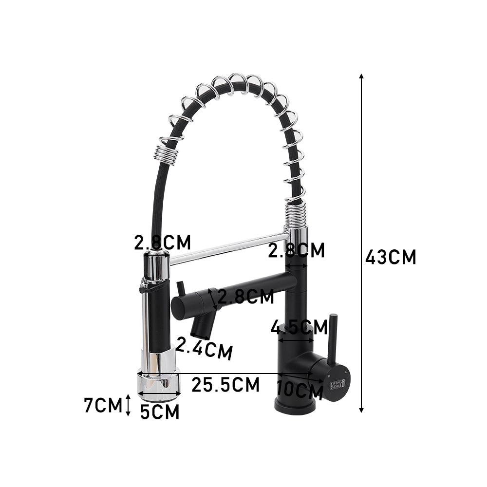 Stainless Steel Kitchen Faucet with Pull Down Spring Spout and Pot Filler