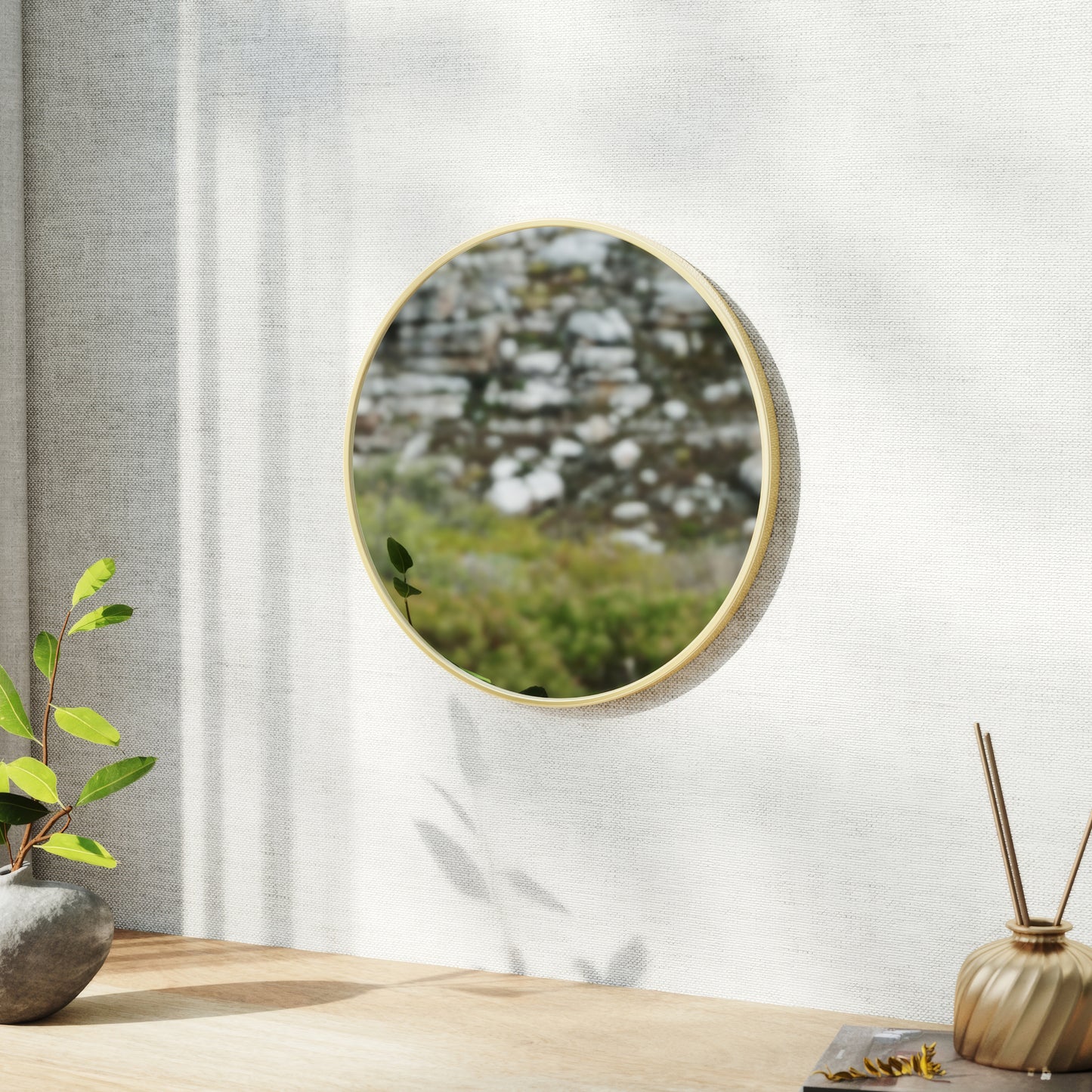 Nordic Round Bathroom Framed Mirror Wall Hanging