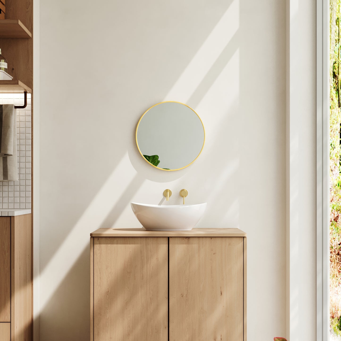 Nordic Round Bathroom Framed Mirror Wall Hanging