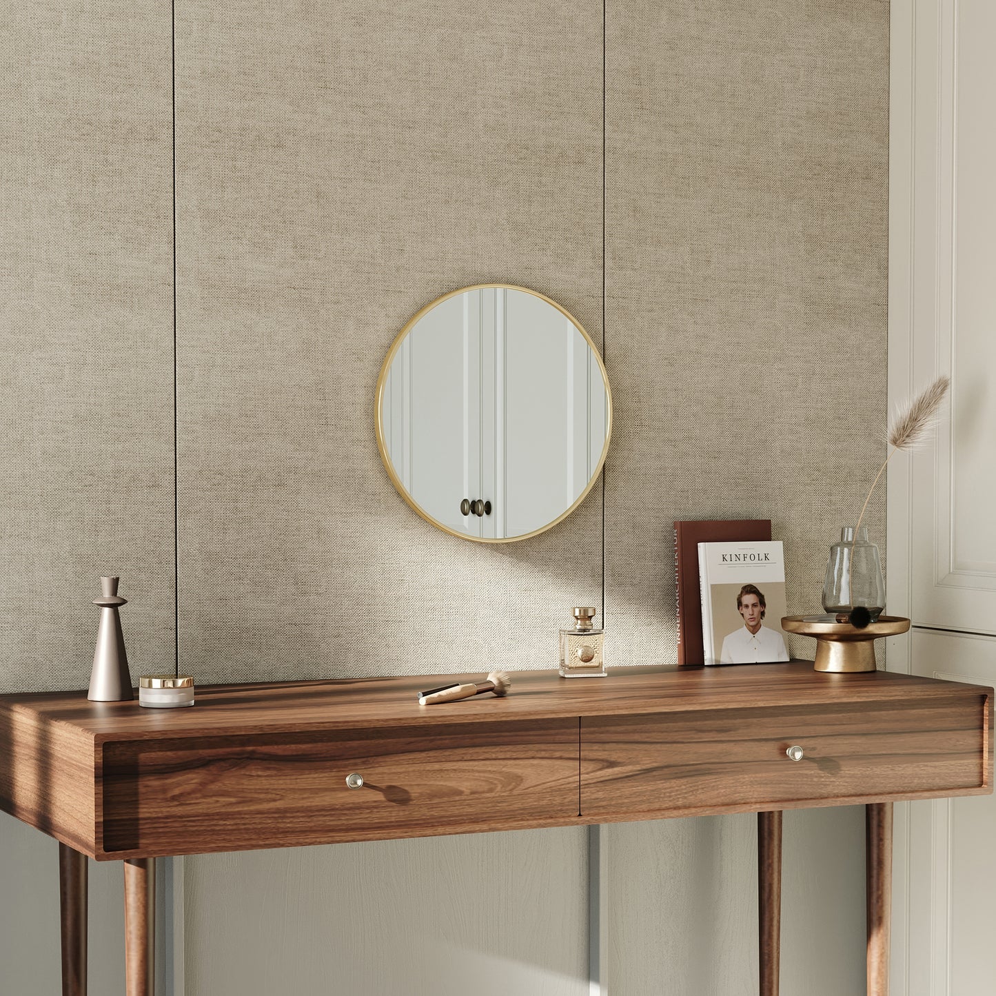 Nordic Round Bathroom Framed Mirror Wall Hanging