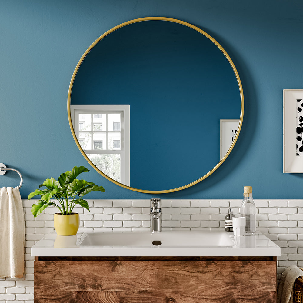 Nordic Round Bathroom Framed Mirror Wall Hanging