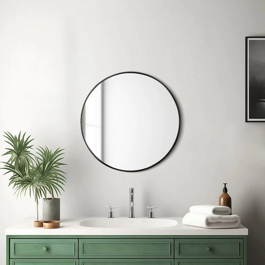 Nordic Round Bathroom Framed Mirror Wall Hanging