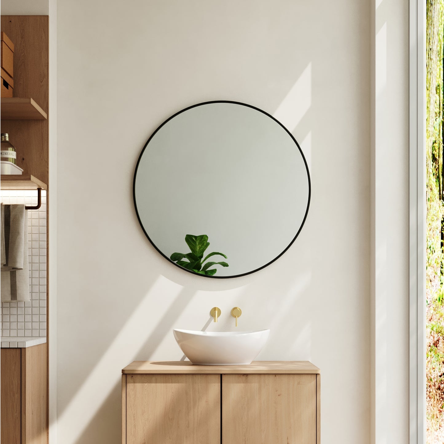 Nordic Round Bathroom Framed Mirror Wall Hanging