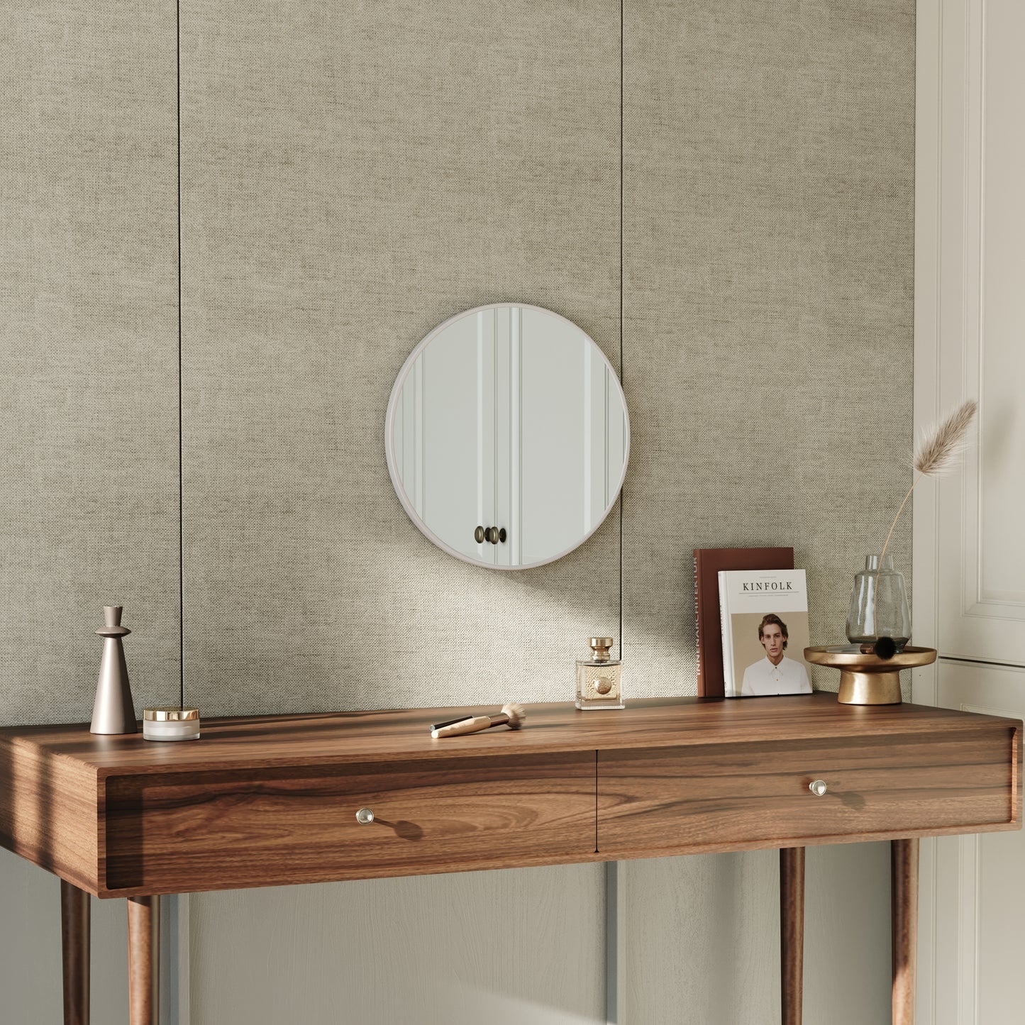 Nordic Round Bathroom Framed Mirror Wall Hanging