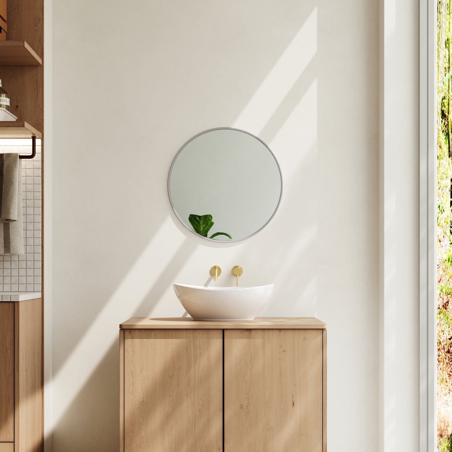 Nordic Round Bathroom Framed Mirror Wall Hanging