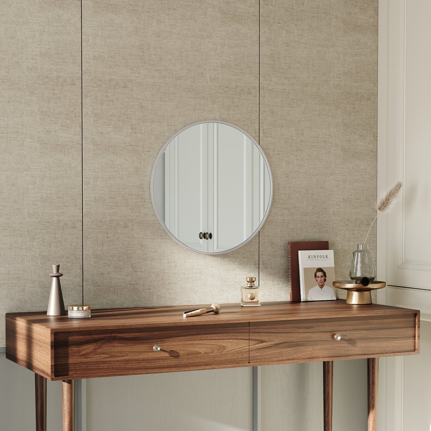 Nordic Round Bathroom Framed Mirror Wall Hanging