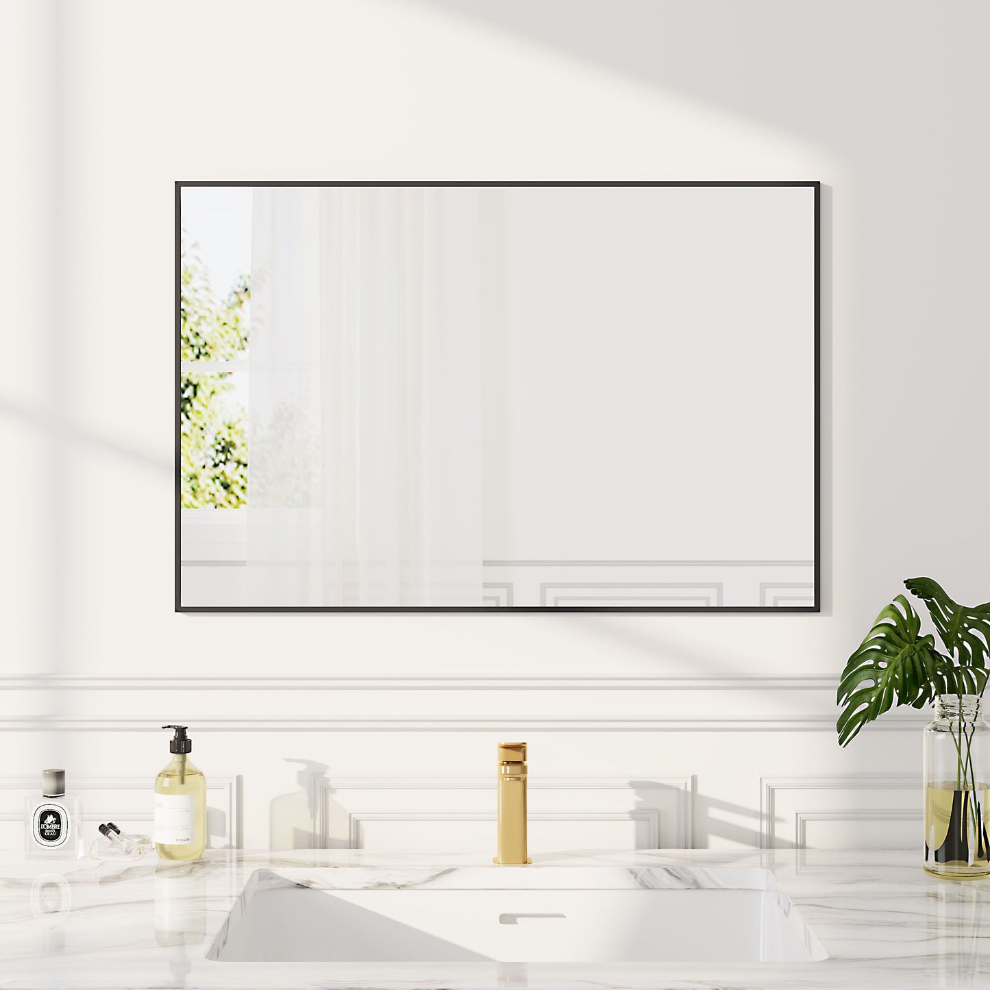 Wall Mirror for Bathroom Modern Aluminium Alloy Frame Rectangle Mirror