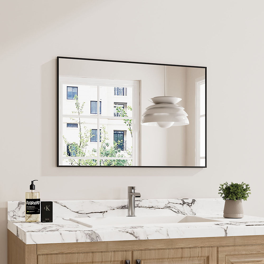 Wall Mirror for Bathroom Modern Aluminium Alloy Frame Rectangle Mirror