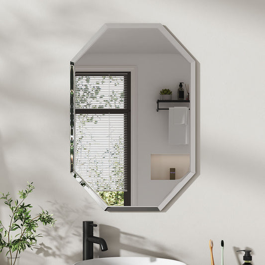 Wall Mounted Mirror with Beveled Edge for Bathroom Vanity Entryway Living Room