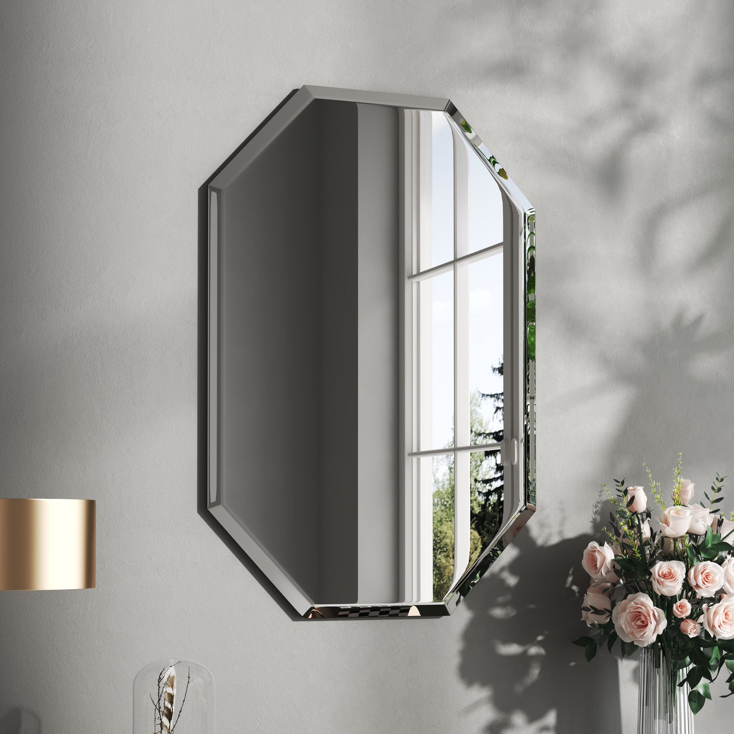 Wall Mounted Mirror with Beveled Edge for Bathroom Vanity Entryway Living Room