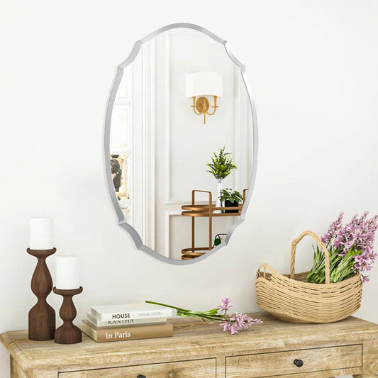 Wall Mounted Mirror with Beveled Edge for Bathroom Vanity