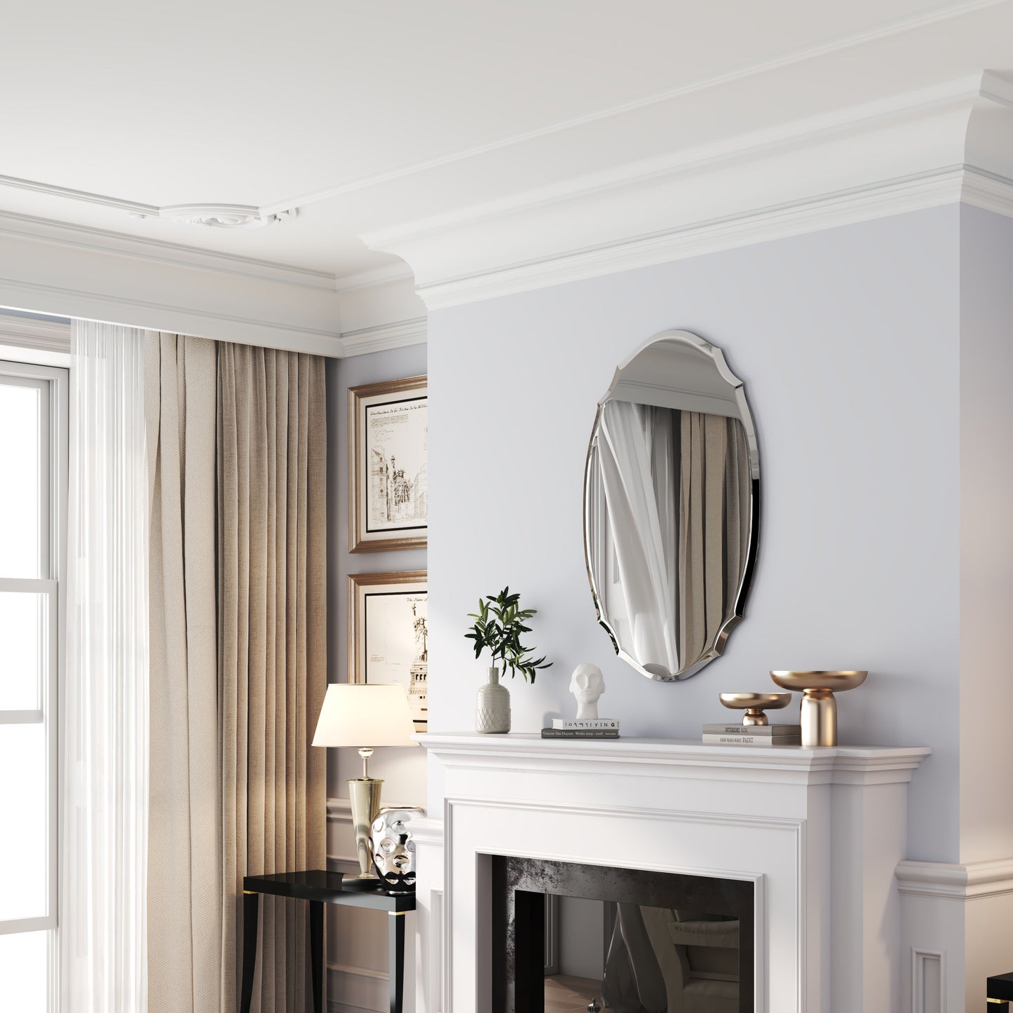 Wall Mounted Mirror with Beveled Edge for Bathroom Vanity