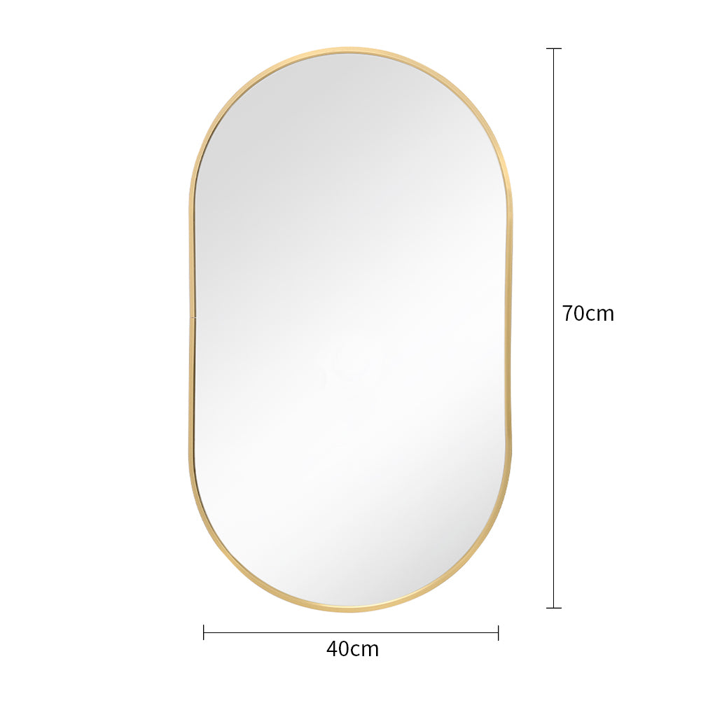 Modern Oval Metal Wall Mirror Gold