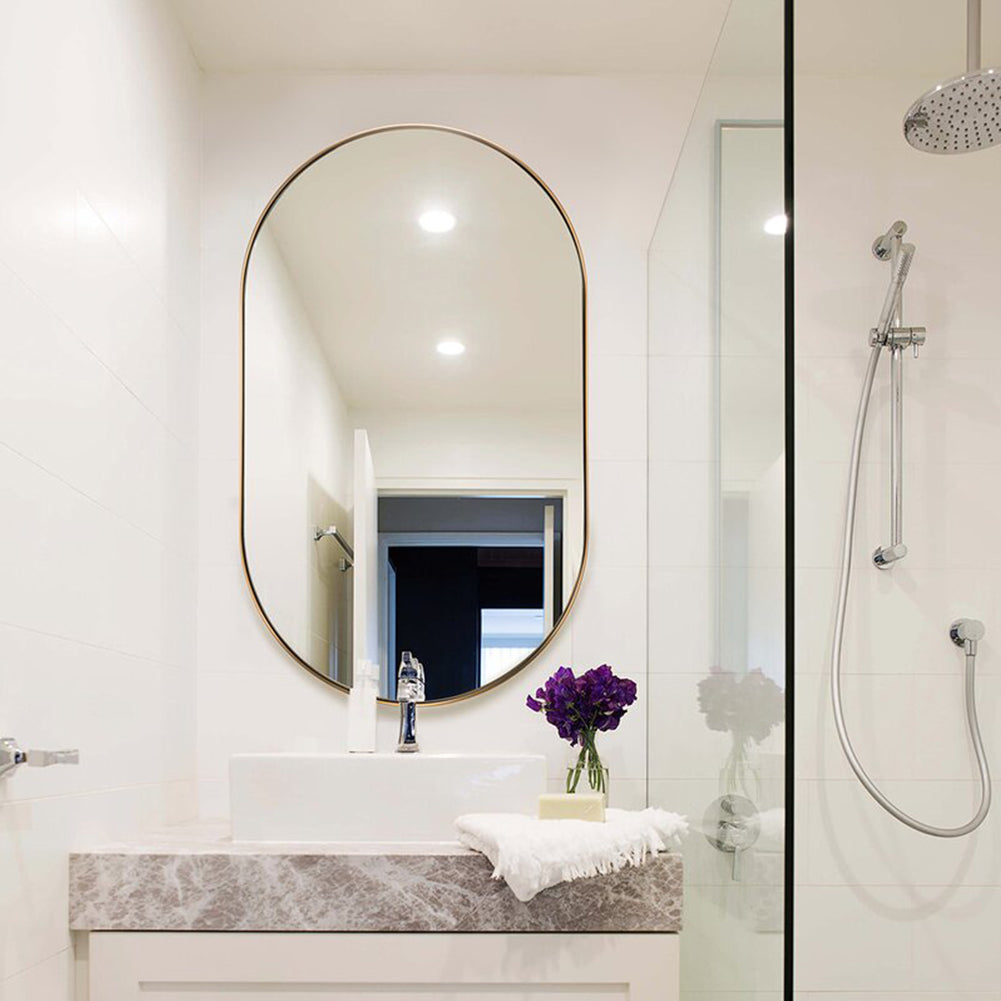Modern Oval Metal Wall Mirror Gold