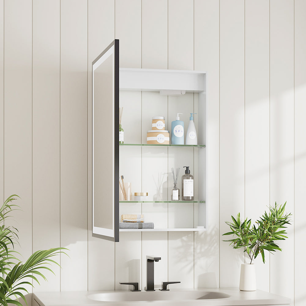 Modern Black Surface Mount LED Mirror Cabinet