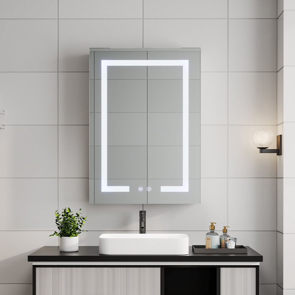 Rectangular 1 Door LED Dimmable Mirror Cabinet