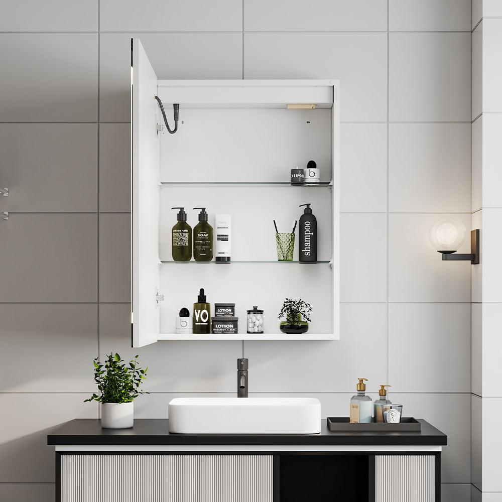 Rectangular 1 Door LED Dimmable Mirror Cabinet