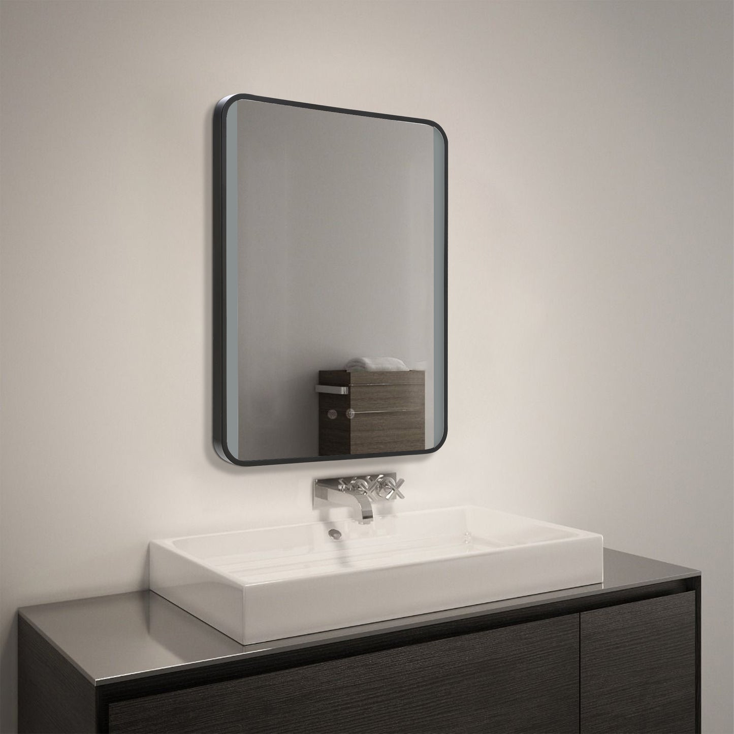 Framed Retangular LED Light Bathroom Vanity Mirror