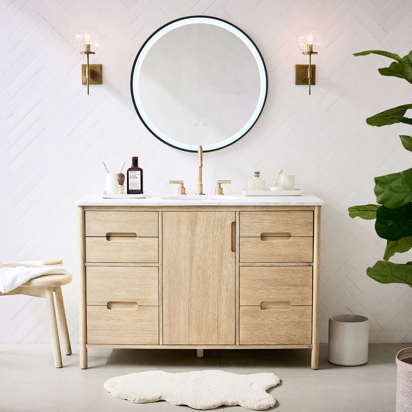 Round Metal Framed LED Wall Mirror