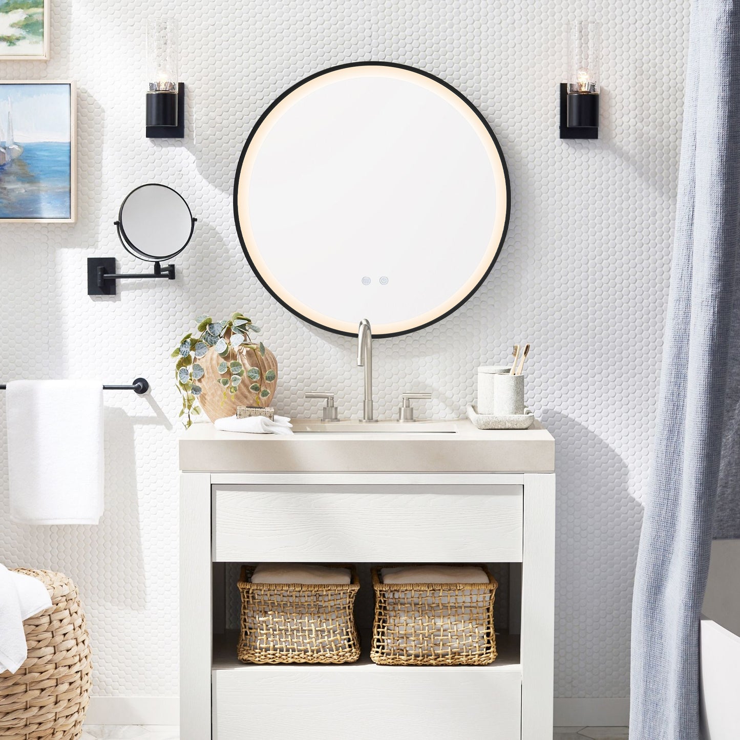 Round Metal Framed LED Wall Mirror