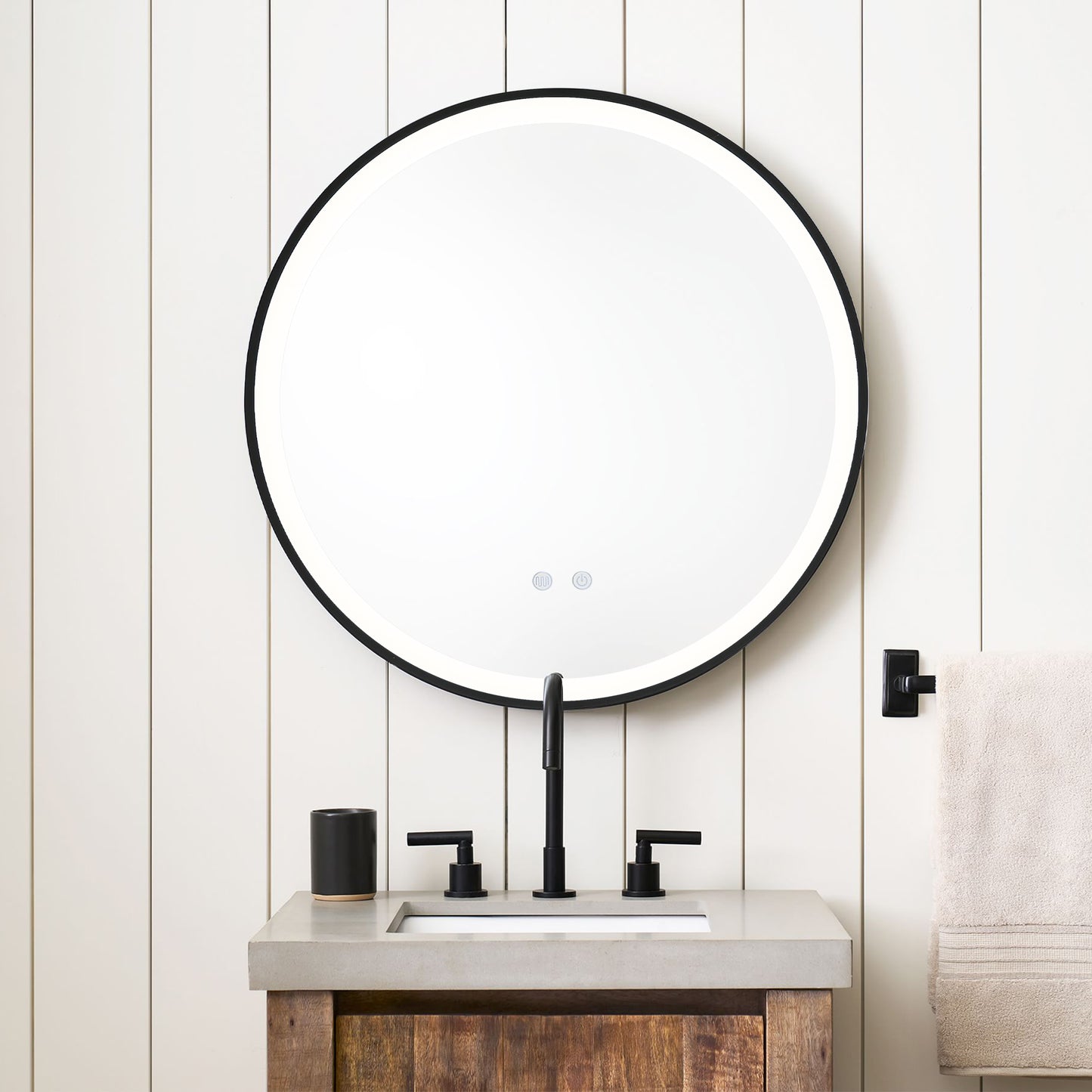 Round Metal Framed LED Wall Mirror