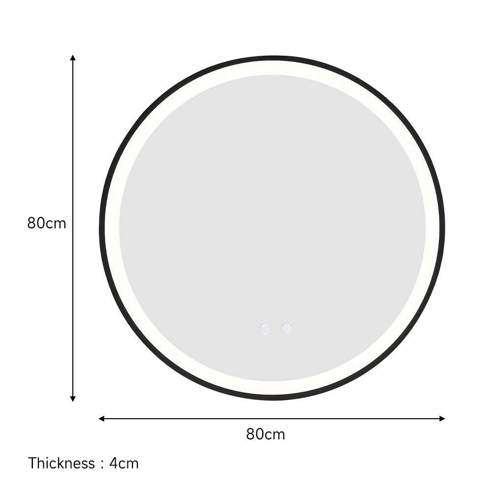 Round Metal Framed LED Wall Mirror