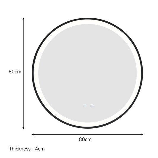 Round Metal Framed LED Wall Mirror