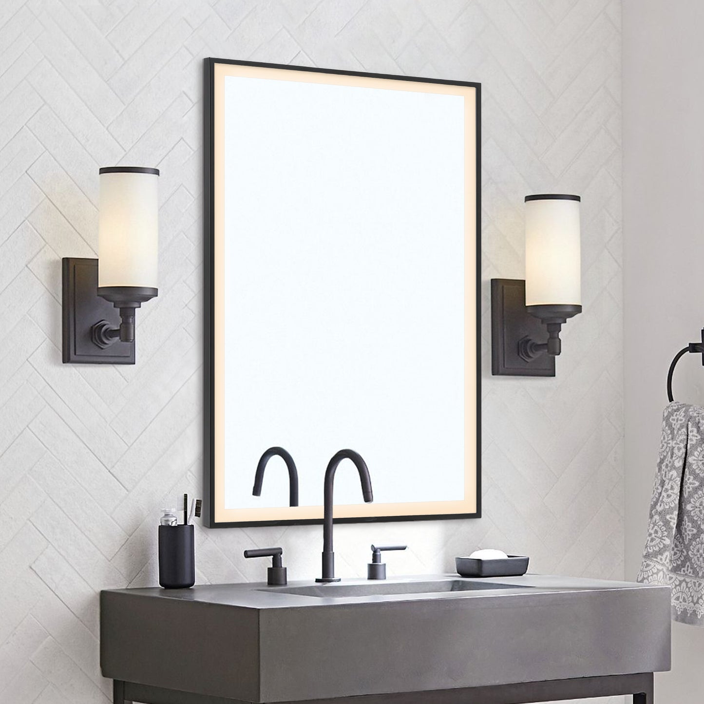 Rectangular Anti-fog Bathroom Vanity Mirror Touch Sensor