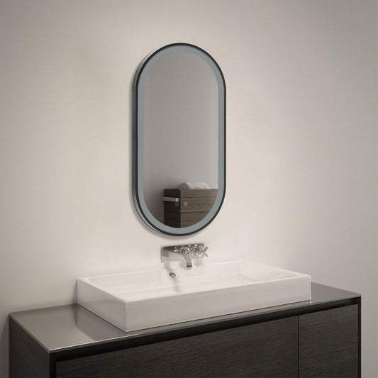 Modern Oval LED Wall Mirror Metal Framed