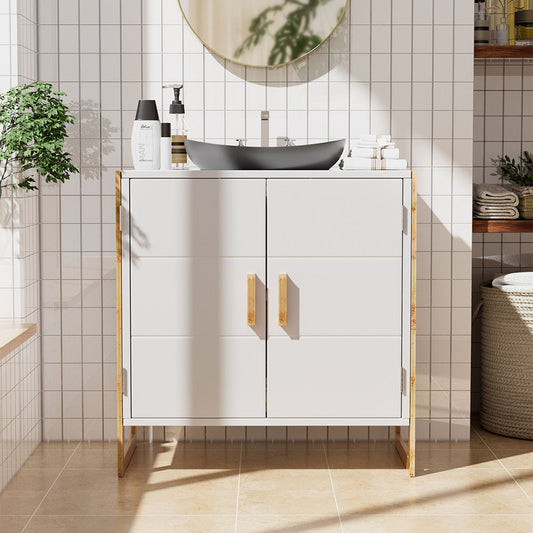 60x30x60cm Dual-door Under Sink Cabinet Bamboo Framed