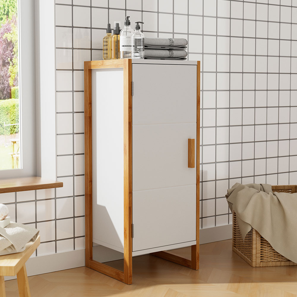 33x30x80cm Single-door storage Cabinet with Bamboo Base