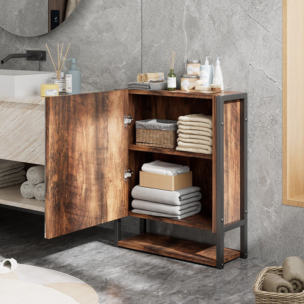 48x17x60cm Wall-Mounted 3-Layer Mirror Cabinet with Metal Frame