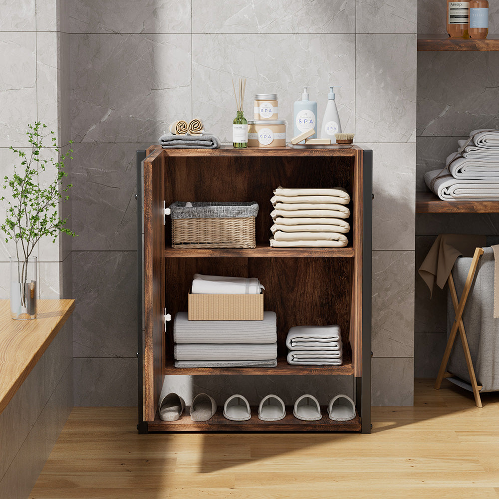 48x17x60cm Wall-Mounted 3-Layer Mirror Cabinet with Metal Frame