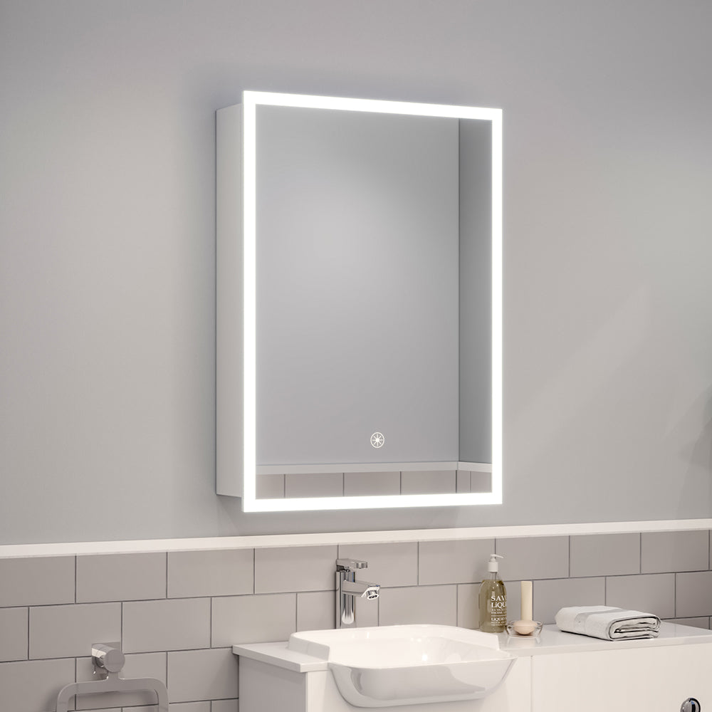 Rectangular Wall Mount Mirror Cabinet with LED Lighting