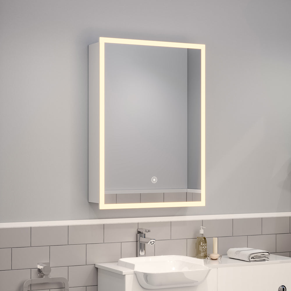 Rectangular Wall Mount Mirror Cabinet with LED Lighting