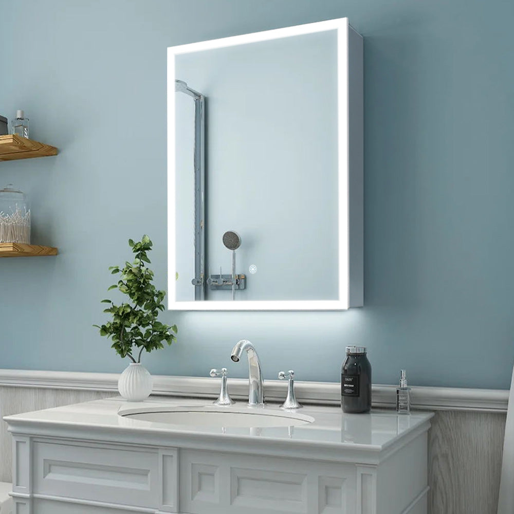 Rectangular Wall Mount Mirror Cabinet with LED Lighting