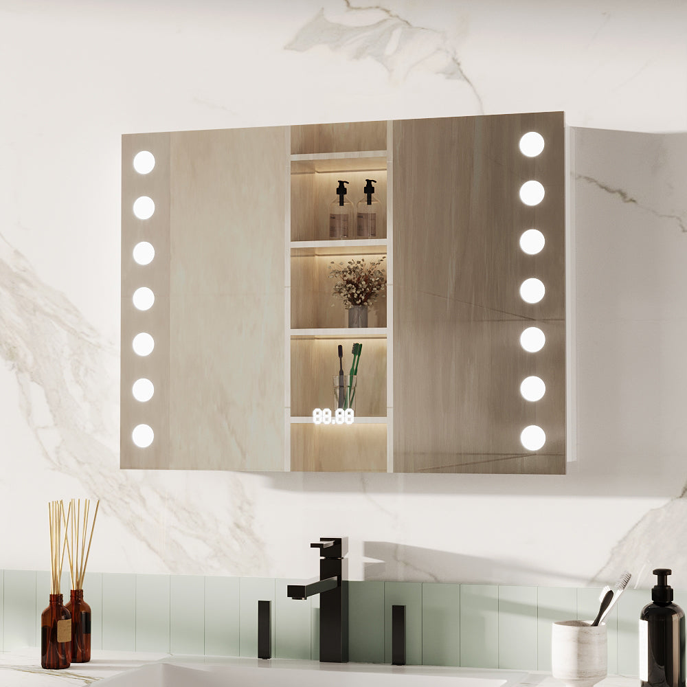 Modern Fog-Free LED Horizontal Bathroom Mirror, Surface Mount