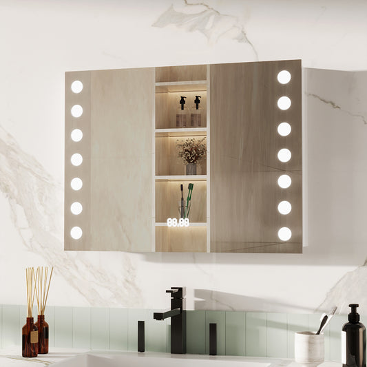 Modern Fog-Free LED Horizontal Bathroom Mirror, Surface Mount