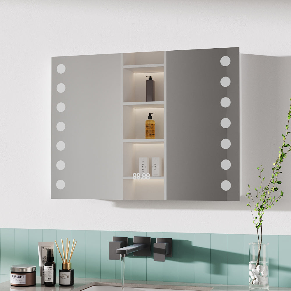 Modern Fog-Free LED Horizontal Bathroom Mirror, Surface Mount