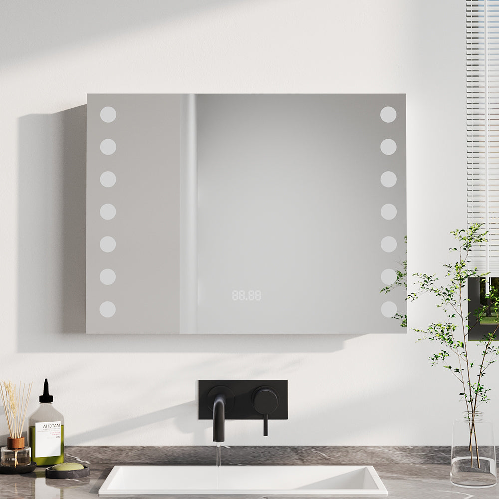 Modern Fog-Free LED Horizontal Bathroom Mirror, Surface Mount