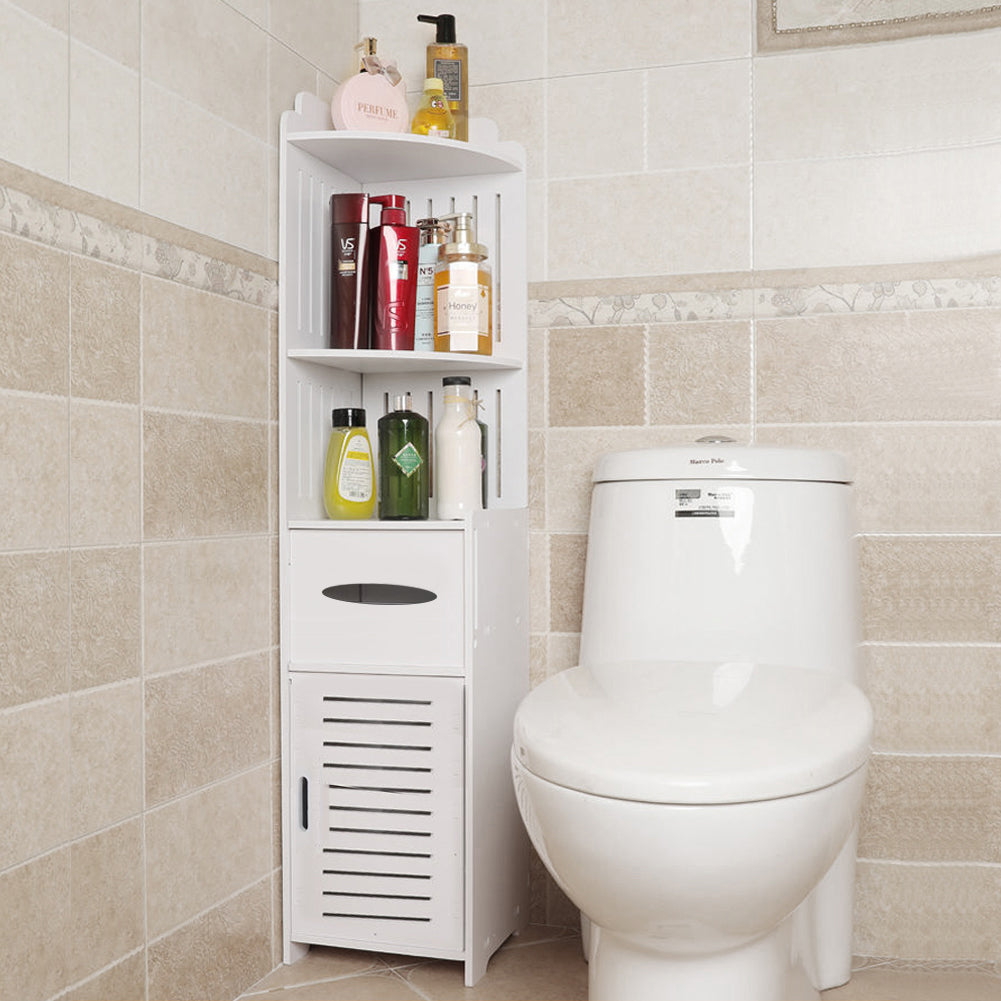 Narrow Bathroom Corner Storage Cabinet Standing Shelf