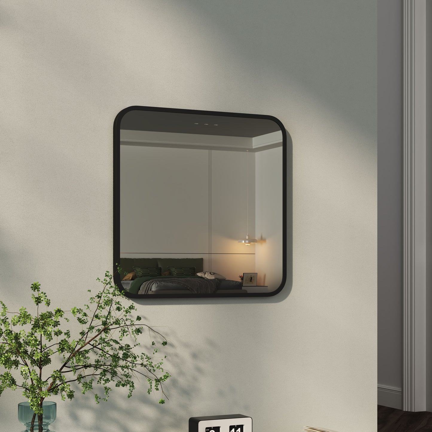 Modern Square Wall Mirror with Aluminum Alloy Frame