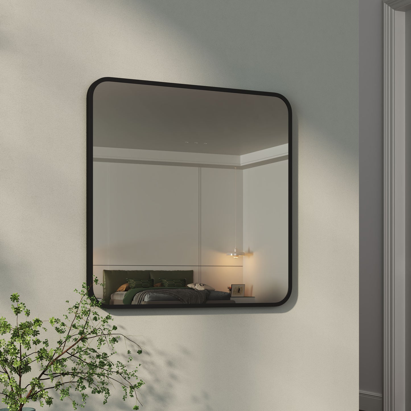 Modern Square Wall Mirror with Aluminum Alloy Frame