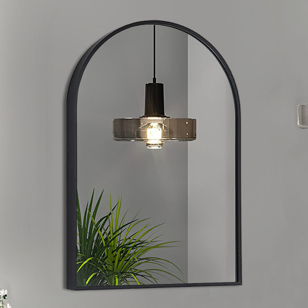Arched Wall Mirror in Black Aluminum Alloy Frame